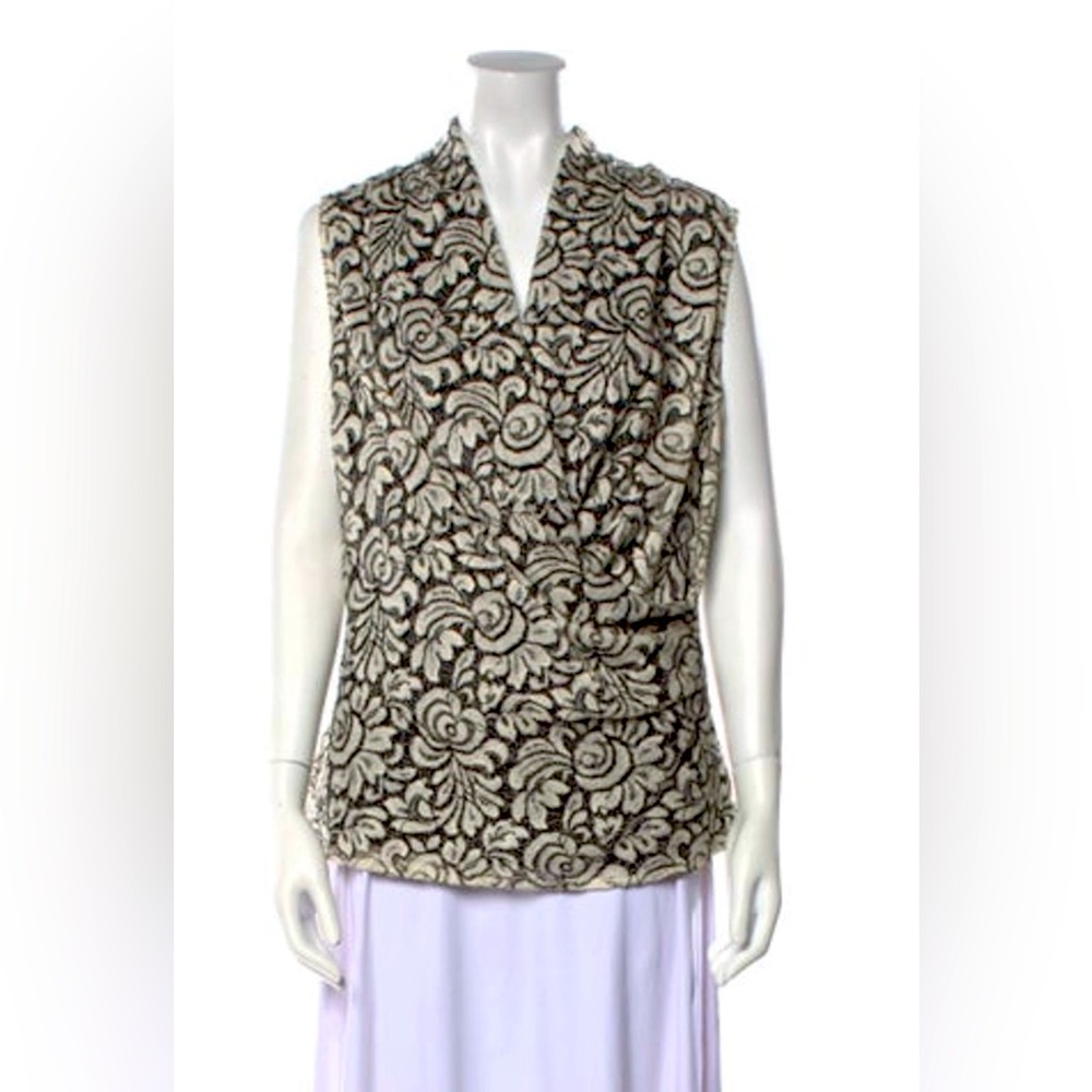 Black  and  Grey Sleeveless Plunge V-Neck Wrap Blouse